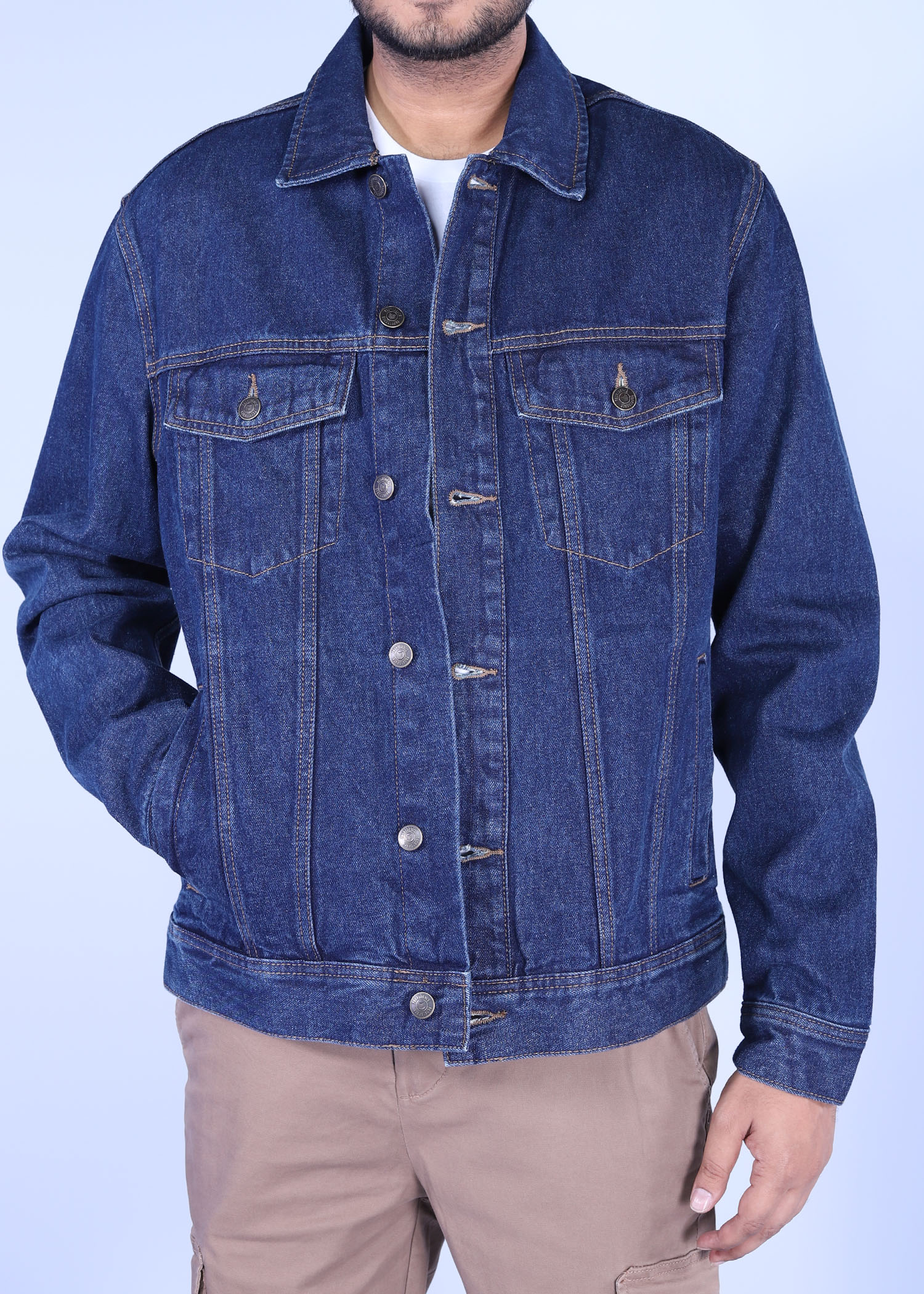 snipe-iii-denim-jecket-dark-olor-half-front-view Men’s Denim Jacket - Image 1
